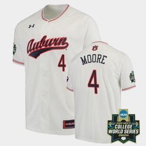 Men's Auburn Tigers #4 Brody Moore White 2022 World Series Baseball College World Series Jersey 391008-674