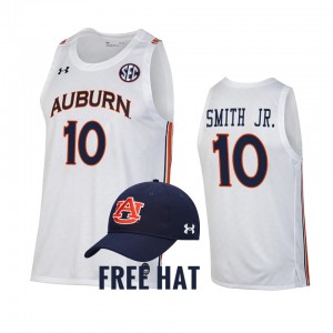 Men's Auburn Tigers #10 Jabari Smith Jr. White Free Hat College Basketball Jersey 810246-707