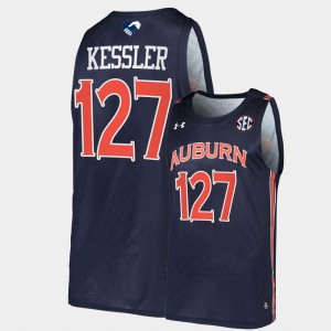 Men's Auburn Tigers #13 Walker Kessler Navy Single-season blocks record 127 shots 127 Blocks College Basketball Jersey 283929-113