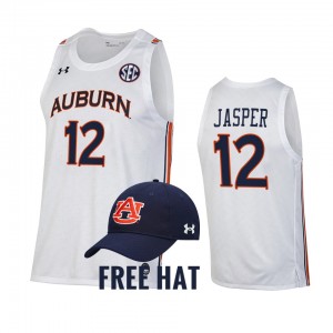 Men's Auburn Tigers #12 Zep Jasper White Free Hat College Basketball Jersey 924935-123