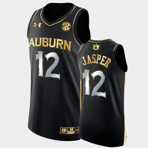 Men's Auburn Tigers #12 Zep Jasper Black 2022 College Basketball Golden Edition Jersey 123768-745