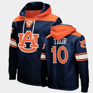 Men's Auburn Tigers #10 JT Thor Navy Lace-up College Basketball Hoodie 125602-308