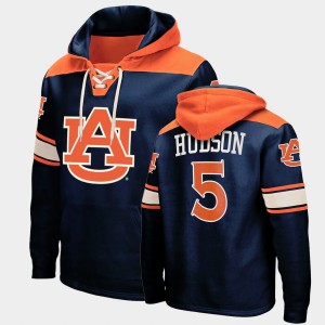 Men's Auburn Tigers #5 Kobe Hudson Navy Lace-up College Football Hoodie 295970-977