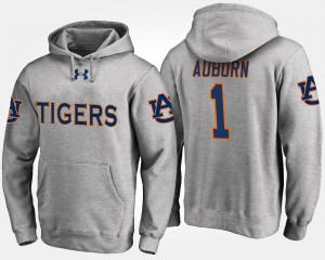 Men's Auburn Tigers #1 Gray No.1 Name and Number Hoodie 727652-846