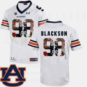 Men's Auburn Tigers #98 Angelo Blackson White Football Pictorial Fashion Jersey 314983-640