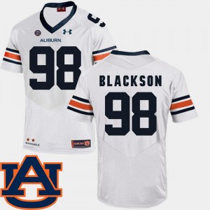 Men's Auburn Tigers #98 Angelo Blackson White SEC Patch Replica College Football Jersey 725266-549