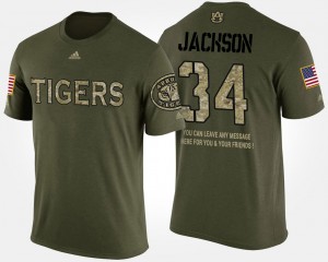 Men's Auburn Tigers #34 Bo Jackson Camo Short Sleeve With Message Military T-Shirt 701251-523