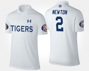 Men's Auburn Tigers #2 Cam Newton White Name and Number Polo 423707-369