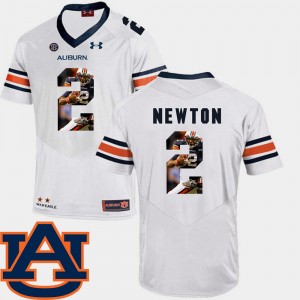 Men's Auburn Tigers #2 Cam Newton White Football Pictorial Fashion Jersey 241888-993