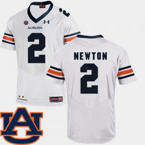 Men's Auburn Tigers #2 Cam Newton White SEC Patch Replica College Football Jersey 343828-924