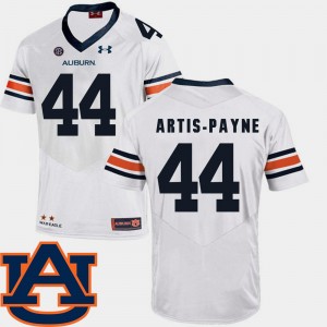 Men's Auburn Tigers #44 Cameron Artis-Payne White SEC Patch Replica College Football Jersey 178151-879
