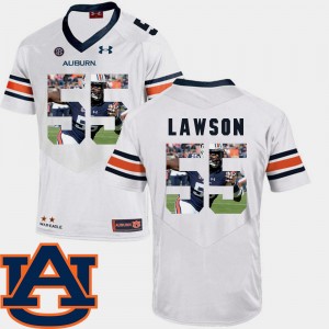 Men's Auburn Tigers #55 Carl Lawson White Football Pictorial Fashion Jersey 343383-889