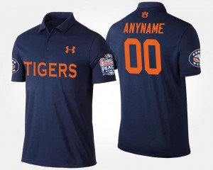 Men's Auburn Tigers #00 Custom Navy Peach Bowl Name and Number Bowl Game Polo 419456-308