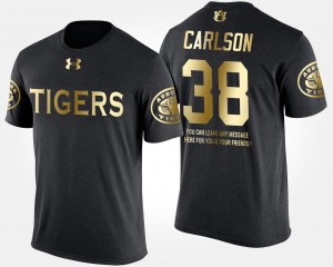 Men's Auburn Tigers #38 Daniel Carlson Black Short Sleeve With Message Gold Limited T-Shirt 596082-247