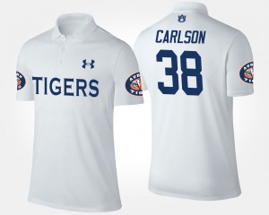 Men's Auburn Tigers #38 Daniel Carlson White Name and Number Polo 222687-246