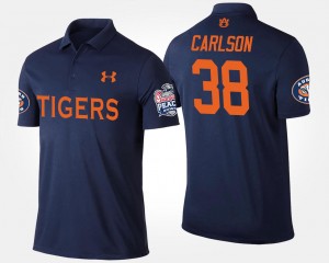 Men's Auburn Tigers #38 Daniel Carlson Navy Peach Bowl Name and Number Bowl Game Polo 968498-377