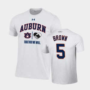 Men's Auburn Tigers #5 Derrick Brown White Together We Will Performance T-Shirt 376110-623