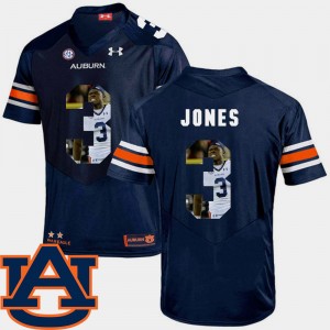 Men's Auburn Tigers #3 Jonathan Jones Navy Football Pictorial Fashion Jersey 305119-147