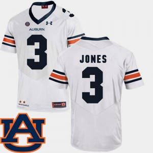 Men's Auburn Tigers #3 Jonathan Jones White SEC Patch Replica College Football Jersey 391508-835