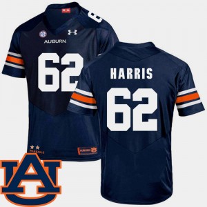 Men's Auburn Tigers #62 Josh Harris Navy SEC Patch Replica College Football Jersey 455289-540