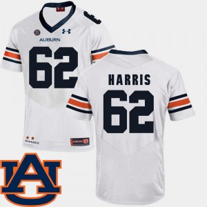 Men's Auburn Tigers #62 Josh Harris White SEC Patch Replica College Football Jersey 791866-349