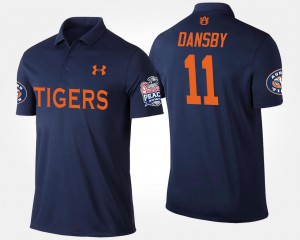 Men's Auburn Tigers #11 Karlos Dansby Navy Peach Bowl Name and Number Bowl Game Polo 423880-531