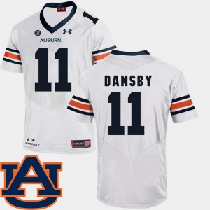 Men's Auburn Tigers #11 Karlos Dansby White SEC Patch Replica College Football Jersey 374319-921