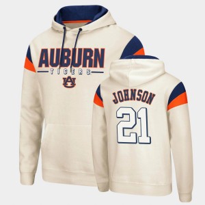 Men's Auburn Tigers #21 Kerryon Johnson Cream Pullover Fortress Hoodie 423256-527