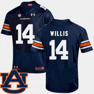 Men's Auburn Tigers #14 Malik Willis Navy SEC Patch Replica College Football Jersey 420408-338