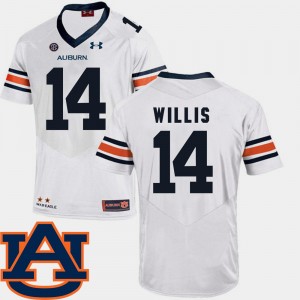 Men's Auburn Tigers #14 Malik Willis White SEC Patch Replica College Football Jersey 319196-884