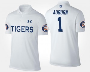 Men's Auburn Tigers #1 White No.1 Short Sleeve Name and Number Polo 676287-596
