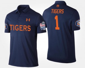 Men's Auburn Tigers #1 Navy No.1 Peach Bowl Name and Number Bowl Game Polo 555093-502