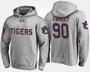 Men's Auburn Tigers #90 Nick Fairley Gray Name and Number Hoodie 186194-758