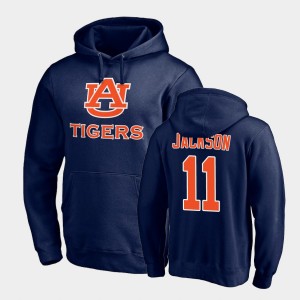 Men's Auburn Tigers #11 Shedrick Jackson Navy Pullover Team Lockup Hoodie 909615-899
