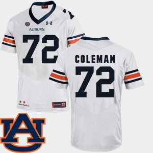 Men's Auburn Tigers #72 Shon Coleman White SEC Patch Replica College Football Jersey 630076-836