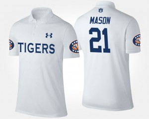 Men's Auburn Tigers #21 Tre Mason White Name and Number Polo 644009-404
