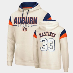 Men's Auburn Tigers #33 Will Hastings Cream Pullover Fortress Hoodie 620516-289