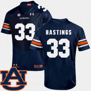 Men's Auburn Tigers #33 Will Hastings Navy SEC Patch Replica College Football Jersey 232484-873