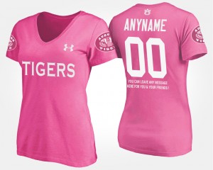 Women's Auburn Tigers #00 Custom Pink With Message Name and Number T-Shirt 595661-533